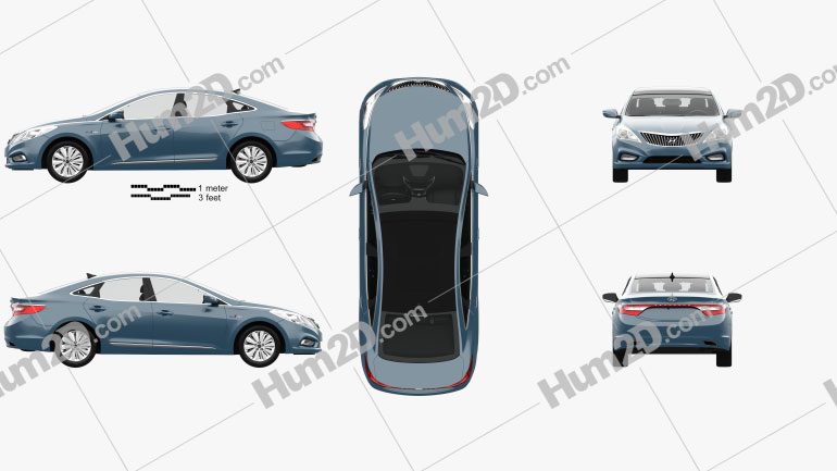 Hyundai Grandeur (HG) Hybrid with HQ interior 2014 car clipart