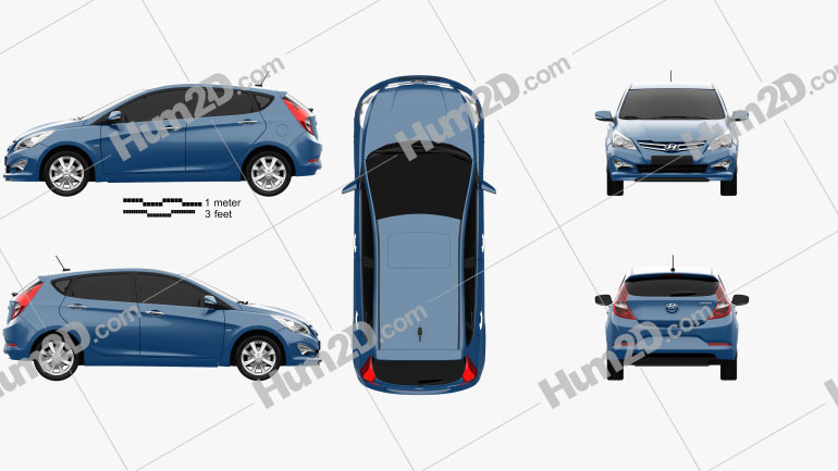 Hyundai Verna (Accent) 5-door hatchback 2014 car clipart