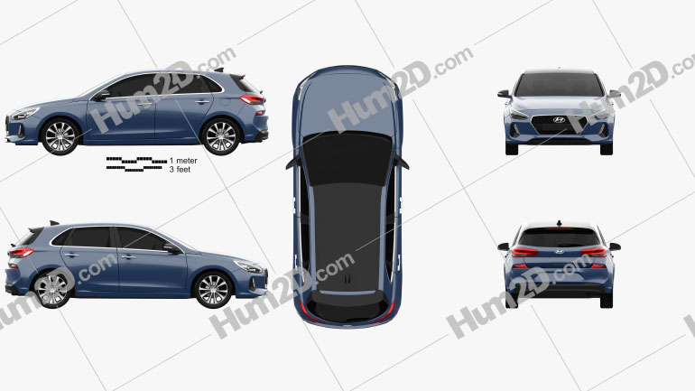 Hyundai i30 (Elantra) 5-door 2016 car clipart