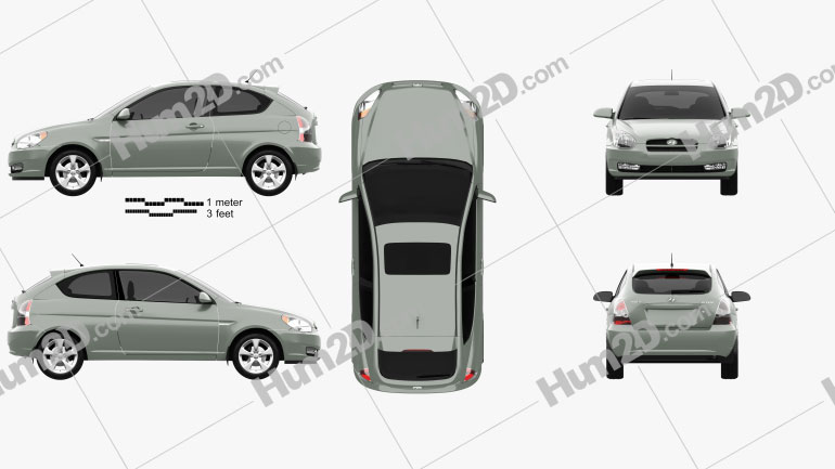 Hyundai Accent (MC) hatchback 3-door 2006 PNG Clipart