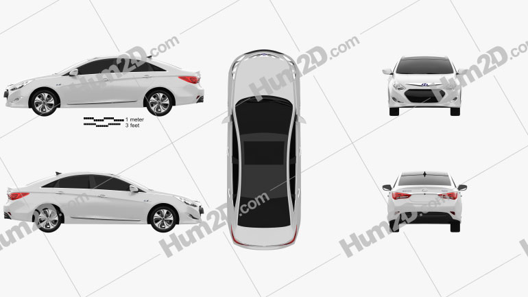 Hyundai Sonata (YF) hybrid 2015 Clipart Image