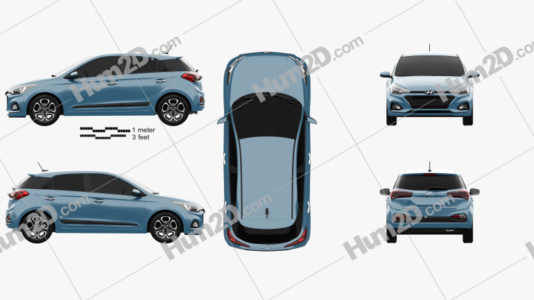 Hyundai i20 de 5 portas 2018 car clipart