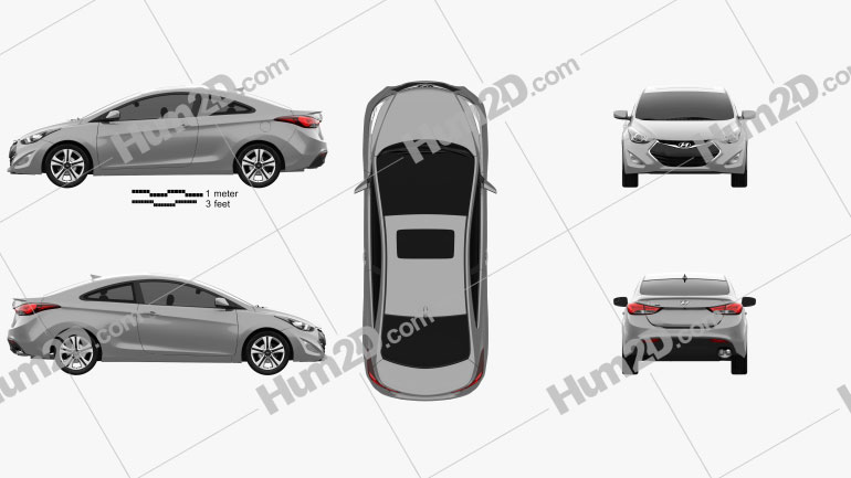 Hyundai Avante coupe 2014 car clipart