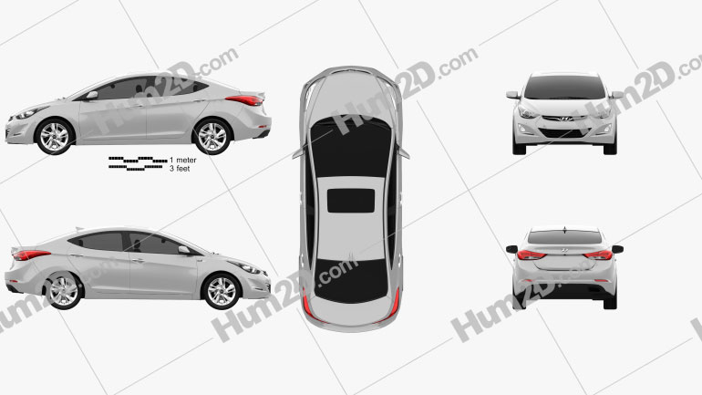 Hyundai Avante sedan 2014 Clipart Image