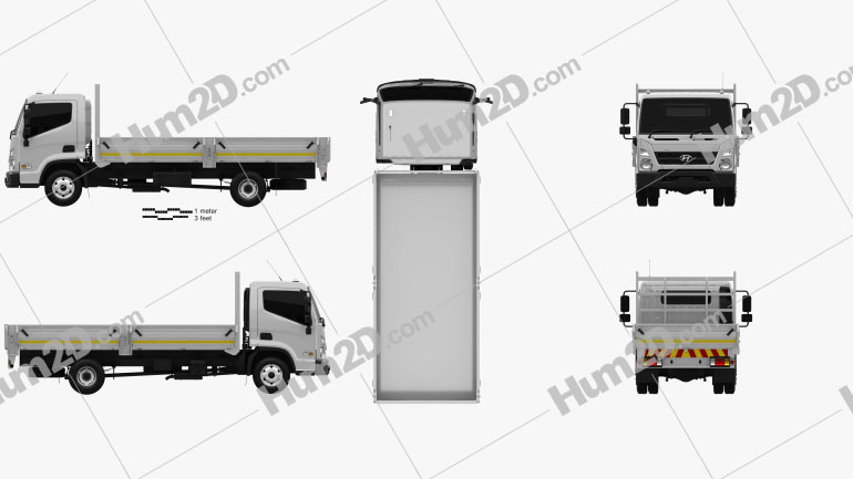 Hyundai Mighty EX8 Flatbed Truck 2018 Clipart Image