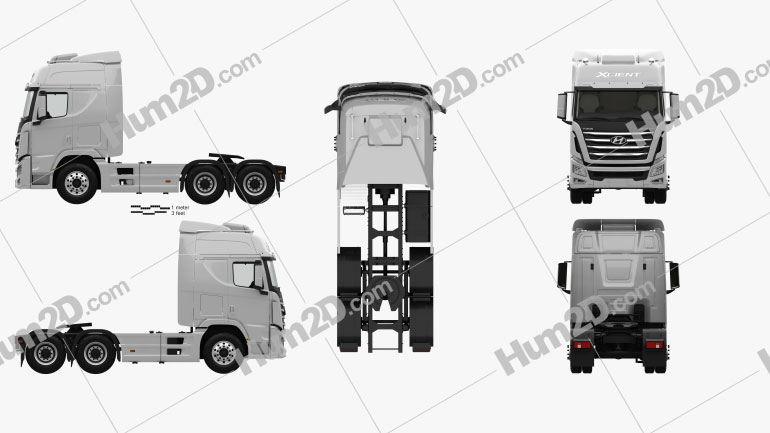 Hyundai Xcient P520 Tractor Truck with HQ interior 2013 clipart