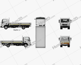 Hyundai Mighty EX8 Flatbed Truck with HQ interior and engine 2018 clipart