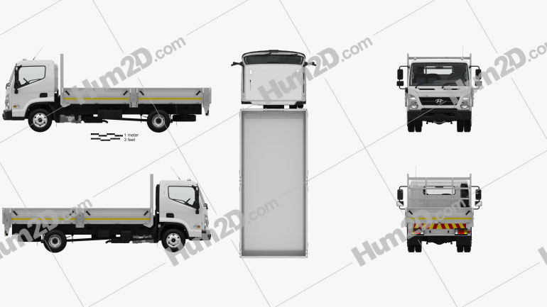 Hyundai Mighty EX8 Flatbed Truck with HQ interior and engine 2018 Blueprint