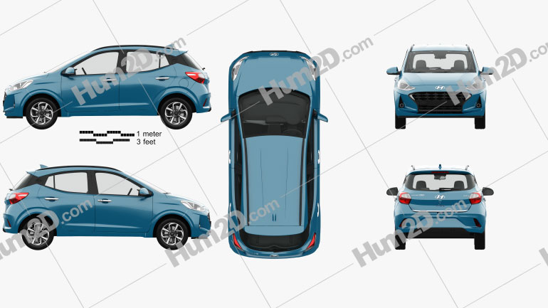 Hyundai i10 Grand Nios with HQ interior 2019 car clipart