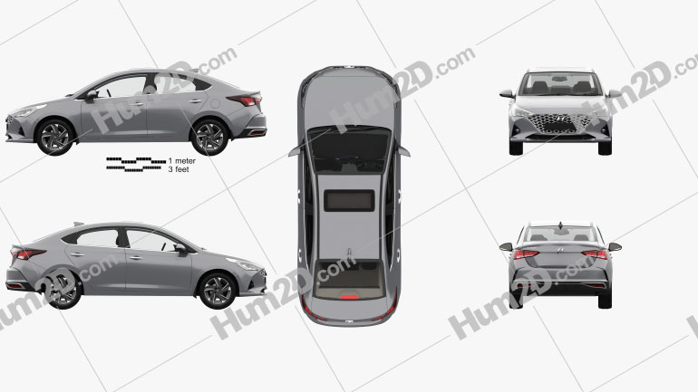 Hyundai Verna sedan with HQ interior 2020 car clipart