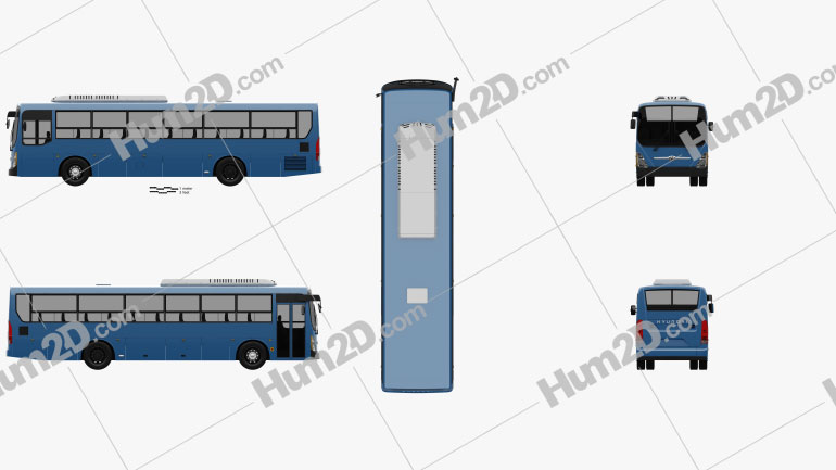 Hyundai Super Aero City Bus 2019 Blueprint
