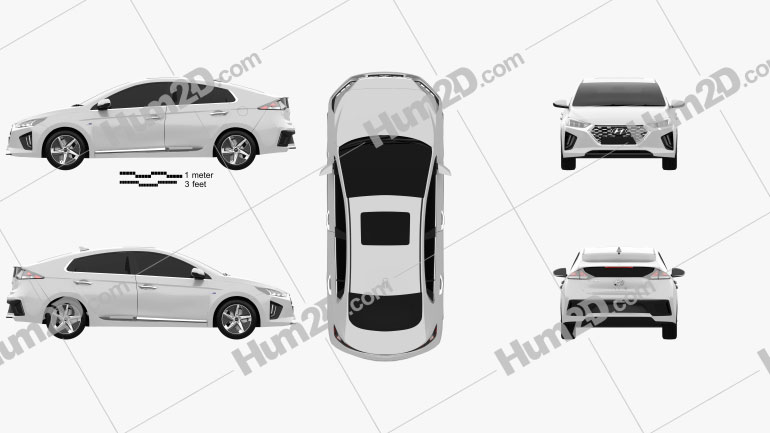 Hyundai Ioniq hybrid 2019 car clipart