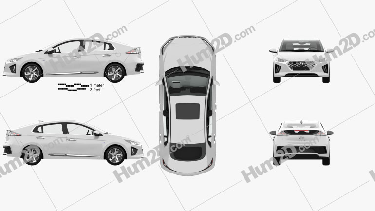 Hyundai Ioniq hybrid with HQ interior 2019 car clipart