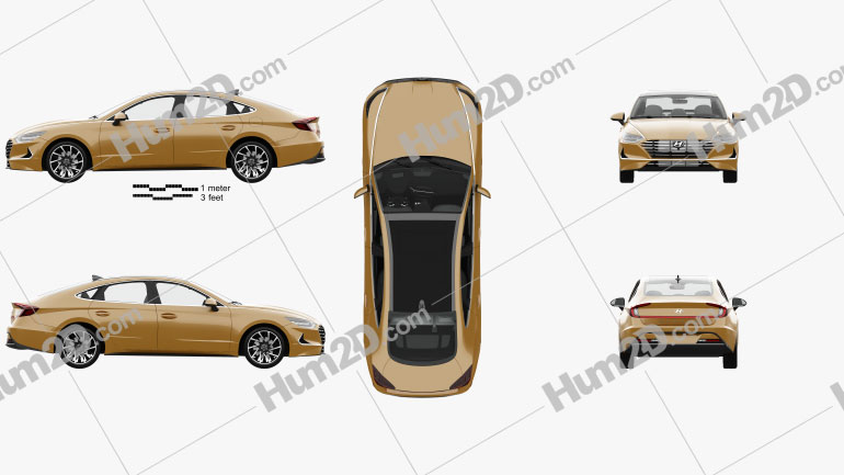 Hyundai Sonata with HQ interior and engine 2020 car clipart