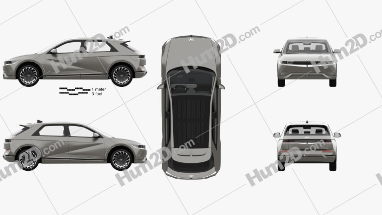 Hyundai Ioniq 5 with HQ interior and Engine 2022 car clipart