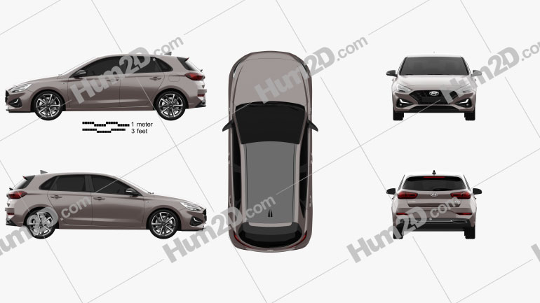 Hyundai i30 hybrid hatchback 2020 car clipart