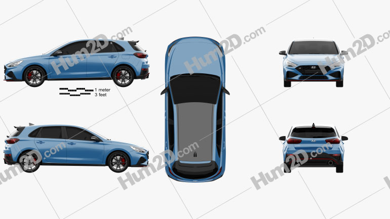 Hyundai i30 N hatchback 2020 car clipart