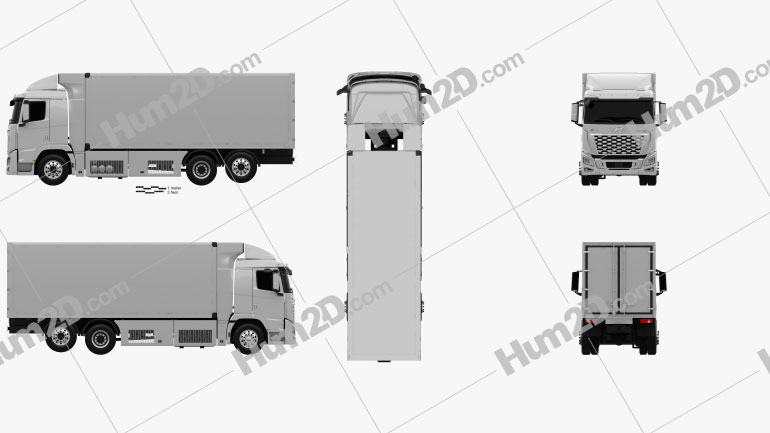 Hyundai Xcient FCEV Box Truck 2020 Blueprint