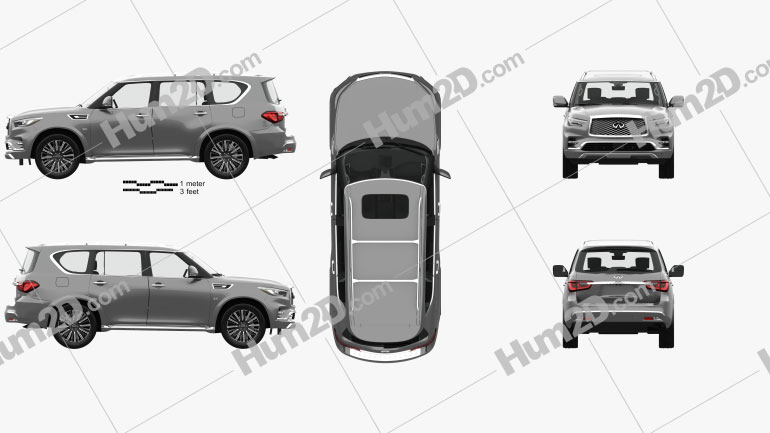 Infiniti QX80 Limited with HQ interior 2019 Clipart Image