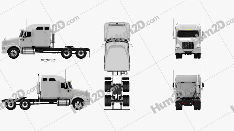 International 9400 Sleeper Cab Tractor Truck 2007 Blueprint