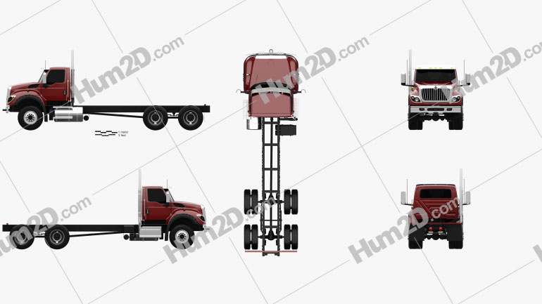 International HV613 Day Cab Chassis Truck 3-axle 2018 Blueprint