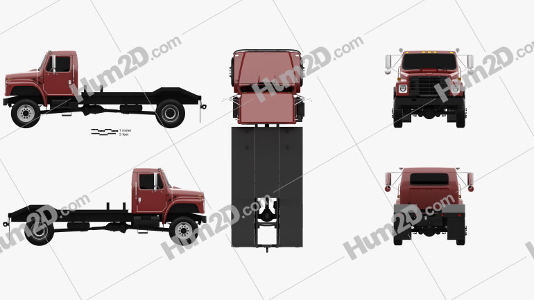 International S1900 Flatbed Truck 1986 clipart