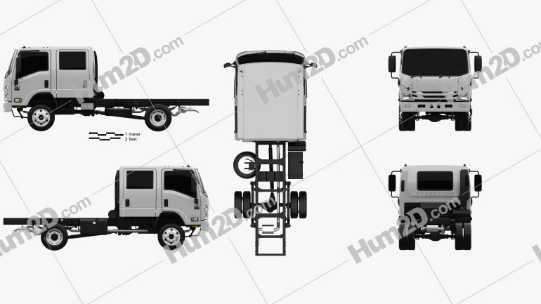 Isuzu NPS 300 Crew Cab Chassis Truck 2015 Blueprint