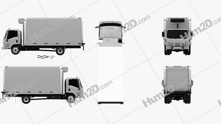 Isuzu NRR Refrigerator Truck 2010 Blueprint