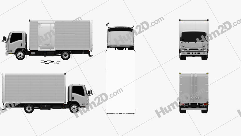 Download Isuzu Elf Box Truck 2017 Clipart And Blueprint Download Vehicles Clip Art Images In Png Psd