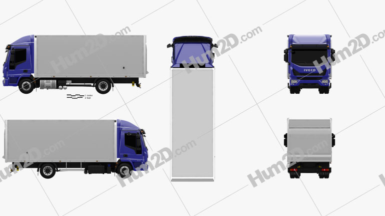 Iveco EuroCargo 75-210 Box Truck 2015 Blueprint