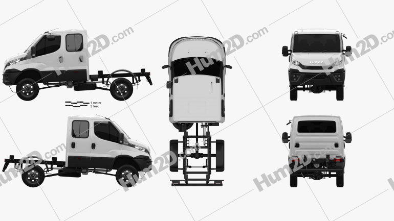 Iveco Daily 4×4 Dual Cab Chassis 2017 clipart