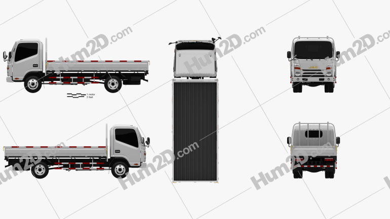 JAC N721 Flatbed Truck 2010 Clipart Image