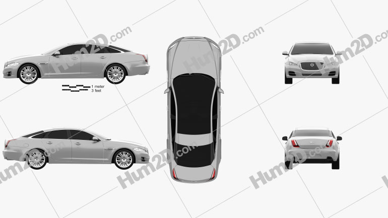 Jaguar XJ (X351) 2010 Clipart and Blueprint - Download Vehicles Clip