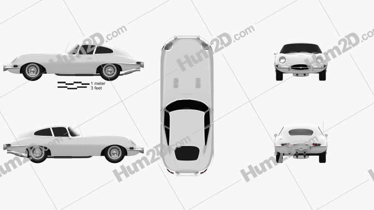 Jaguar E-type coupe 1961 Blueprint