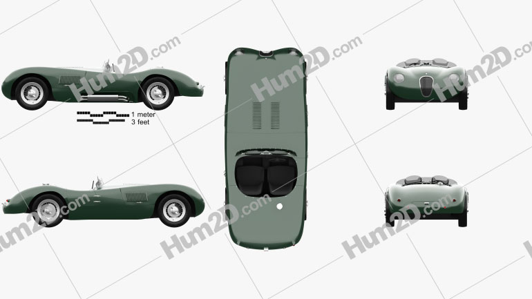 Jaguar C-Type 1951 car clipart