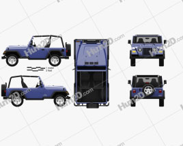 Jeep Wrangler TJ 1997 Side & Front View car clipart