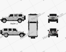 Jeep Wrangler Unlimited Sahara 2012 Black and White Safari car clipart