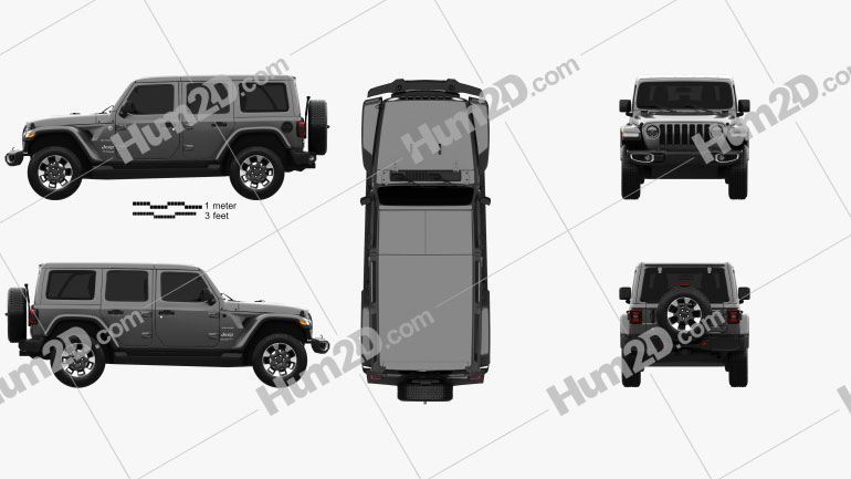 Jeep Wrangler Unlimited Sahara 2018 Clipart Image
