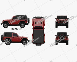 Jeep Wrangler Rubicon 2018 Simple Red car clipart