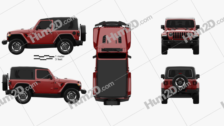 Jeep Wrangler Rubicon 2018 Simple Red Blueprint