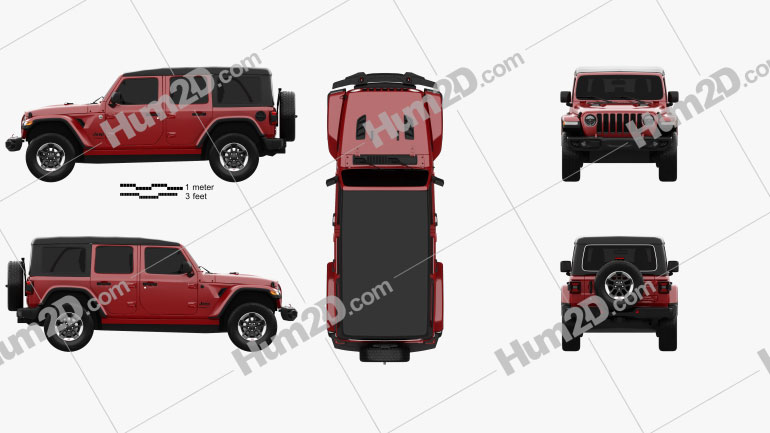 Jeep Wrangler 4-door Rubicon 2018 Blueprint in PNG - Download Vehicles Clip  Art Images