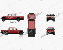 Jeep Gladiator Rubicon com interior HQ 2020 Red car clipart