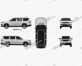 Jeep Grand Wagoneer 2020 Black and White car clipart