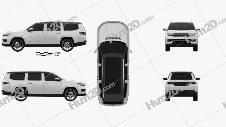 Jeep Grand Wagoneer 2020 Black and White PNG Clipart