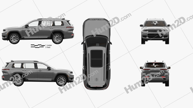 Jeep Grand Cherokee L Summit with HQ interior 2021 car clipart