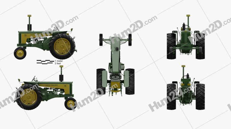 John Deere 730 1958 Tractor clipart