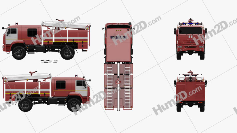 KamAZ 43502 Fire Truck 2017 Blueprint