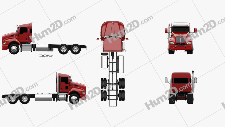 Kenworth T440 Chassis Truck 3-axle 2009 Blueprint