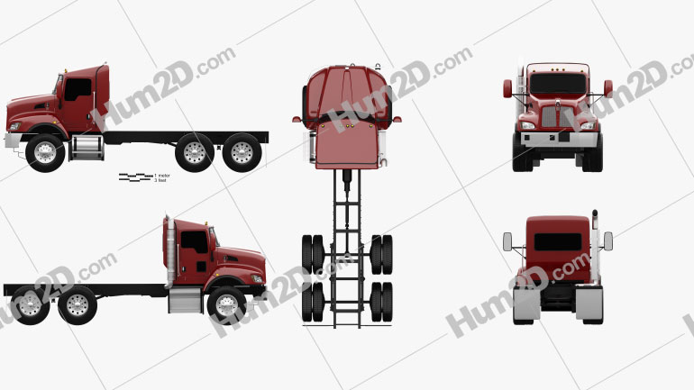 Kenworth T470 Chassis Truck 3-axle 2009 clipart