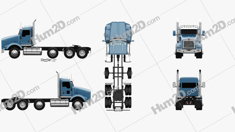 Kenworth T800 Chassis Truck 4-axle 2005 PNG Clipart